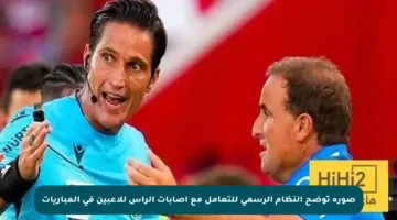 صورة توضح النظام الرسمي للتعامل مع إصابات الرأس للاعبين في المباريات